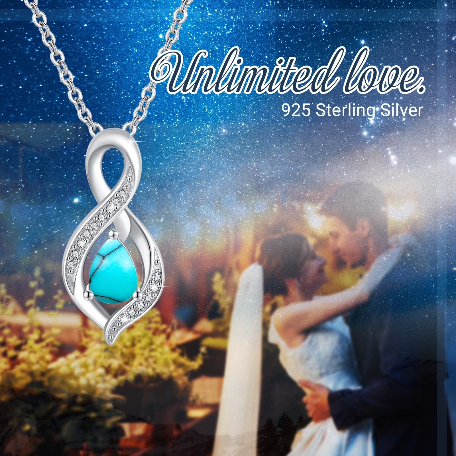 AOVEAO Turquoise Pendant Necklace 925 Sterling Silver Necklaces for Women Mom Wife 18K White Gold Plated Jewelry Birthday Mother'S Day Gifts