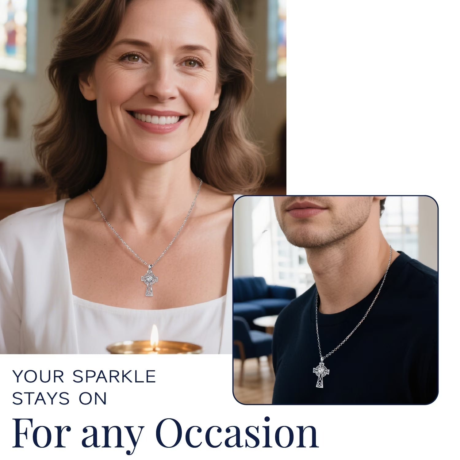 1 Carat Moissanite Cross Necklace for Women 925 Sterling Silver Easter Christian Mother'S Day Gifts - thewrightstore