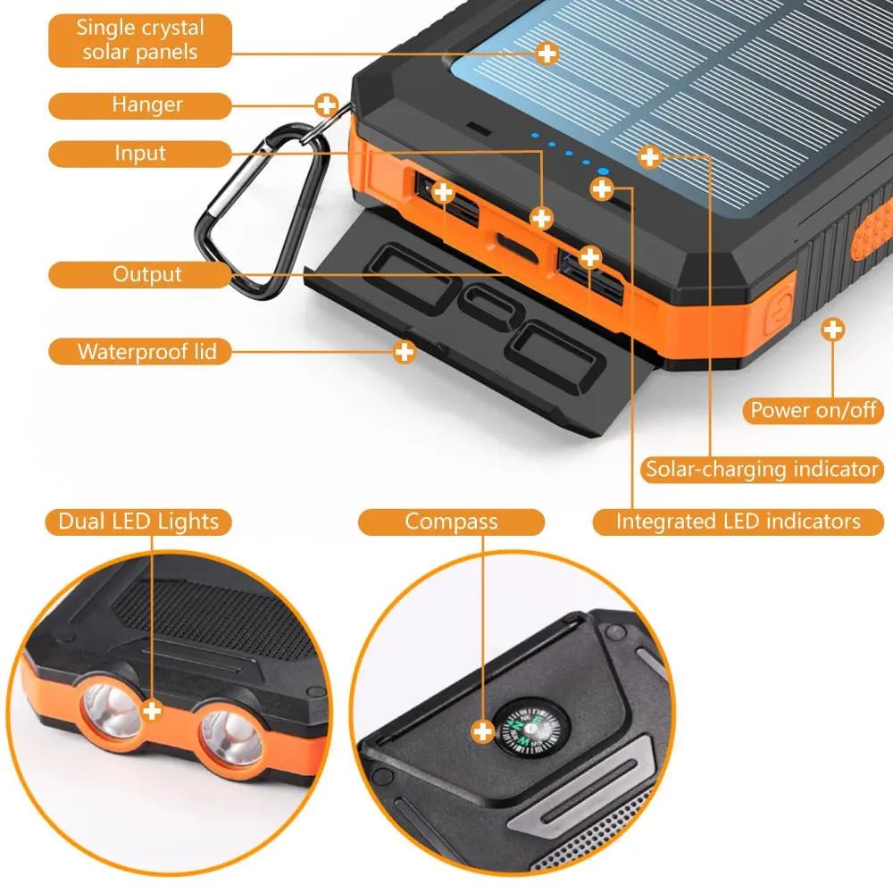 10,000mAh Solar Power Bank - thewrightstore