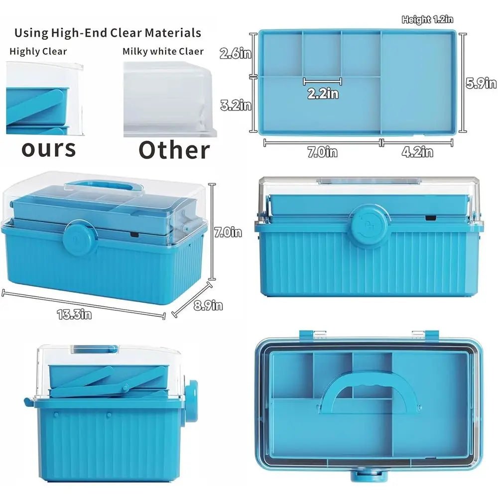 13In 3-Layer Plastic Craft Box and Craft Tool Box,Multipurpose Plastic Storage Box with Handle for Art Supply Boxs,Hair Supplies - thewrightstore