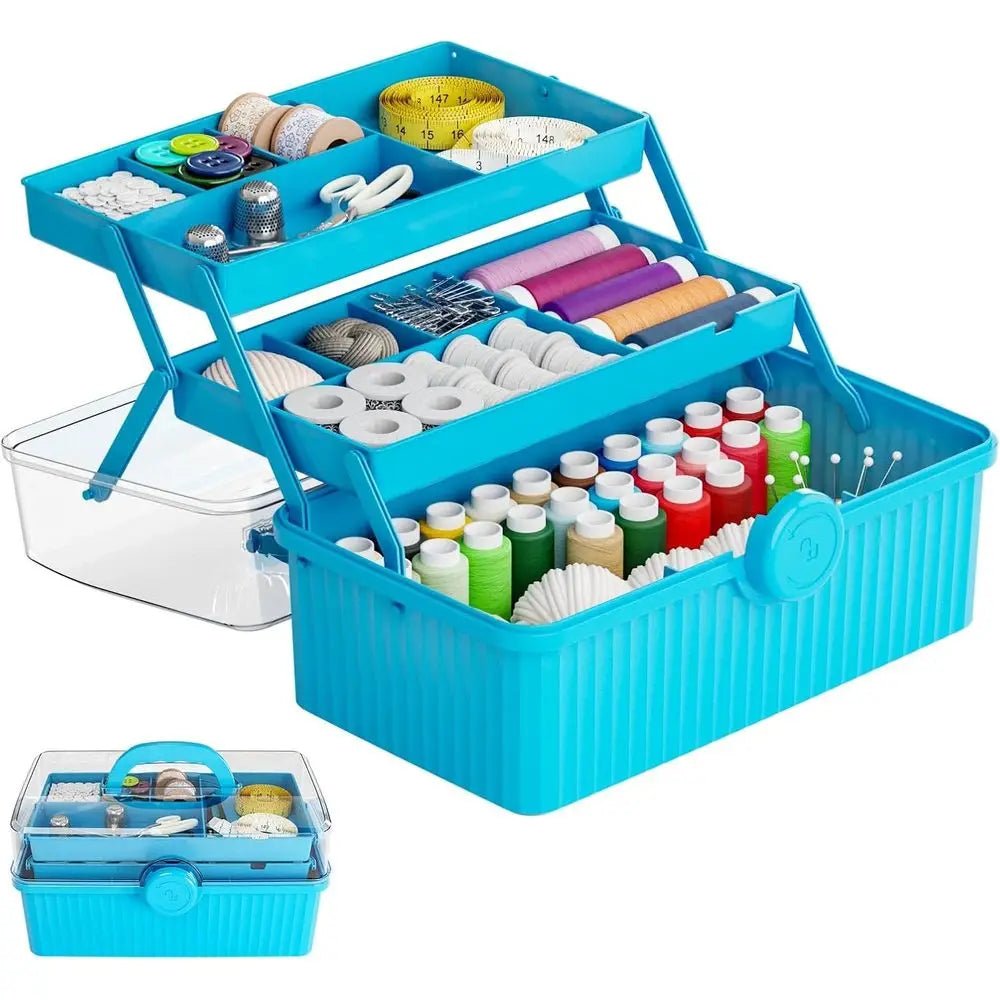 13In 3-Layer Plastic Craft Box and Craft Tool Box,Multipurpose Plastic Storage Box with Handle for Art Supply Boxs,Hair Supplies - thewrightstore