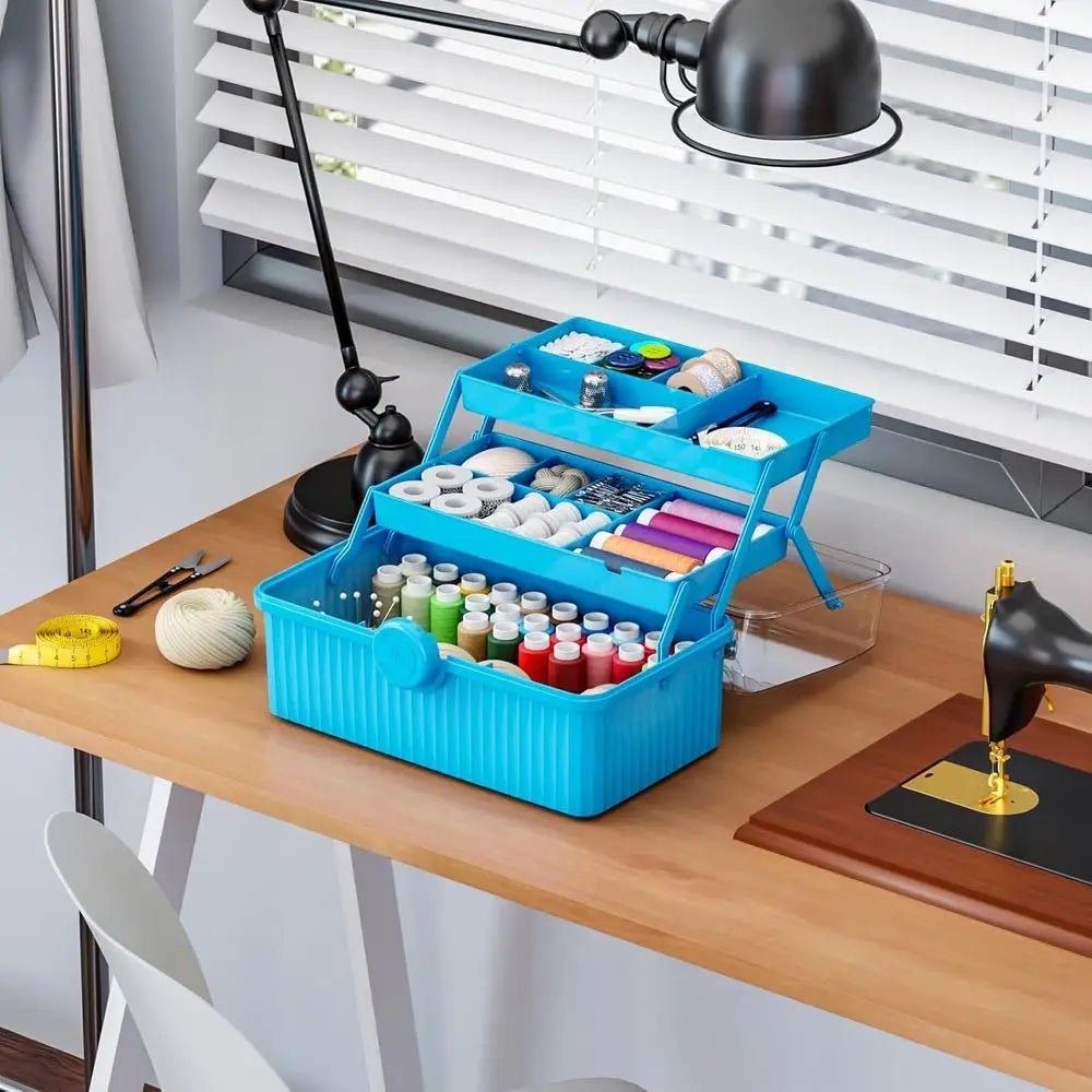 13In 3-Layer Plastic Craft Box and Craft Tool Box,Multipurpose Plastic Storage Box with Handle for Art Supply Boxs,Hair Supplies - thewrightstore