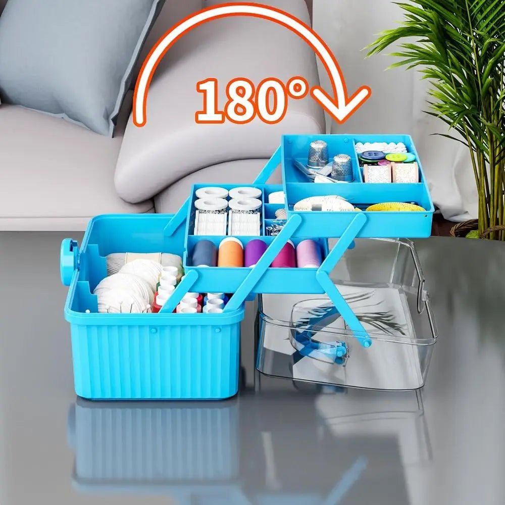 13In 3-Layer Plastic Craft Box and Craft Tool Box,Multipurpose Plastic Storage Box with Handle for Art Supply Boxs,Hair Supplies - thewrightstore