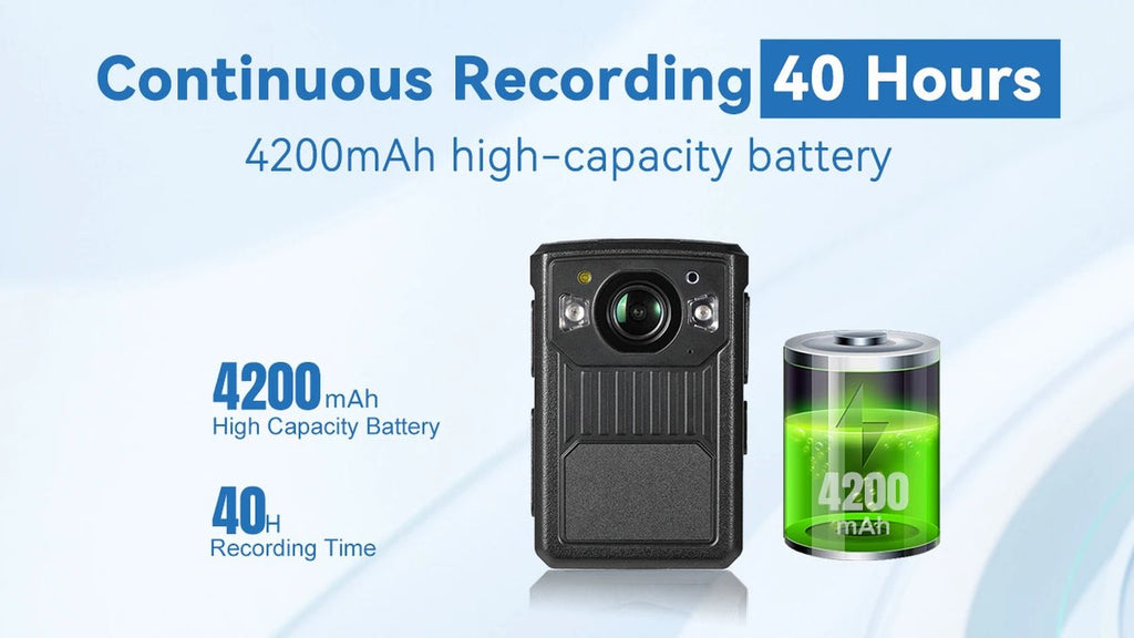 1440P Body Worn Camera with 40-Hour 4200Mah Battery 4200Mah Ultra-Long Recording,Night Vision,Security & Safety Wearable Camera - thewrightstore