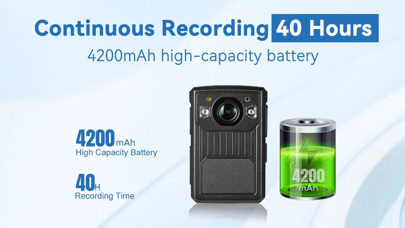 1440P Body Worn Camera with 40-Hour 4200Mah Battery 4200Mah Ultra-Long Recording,Night Vision,Security & Safety Wearable Camera - thewrightstore