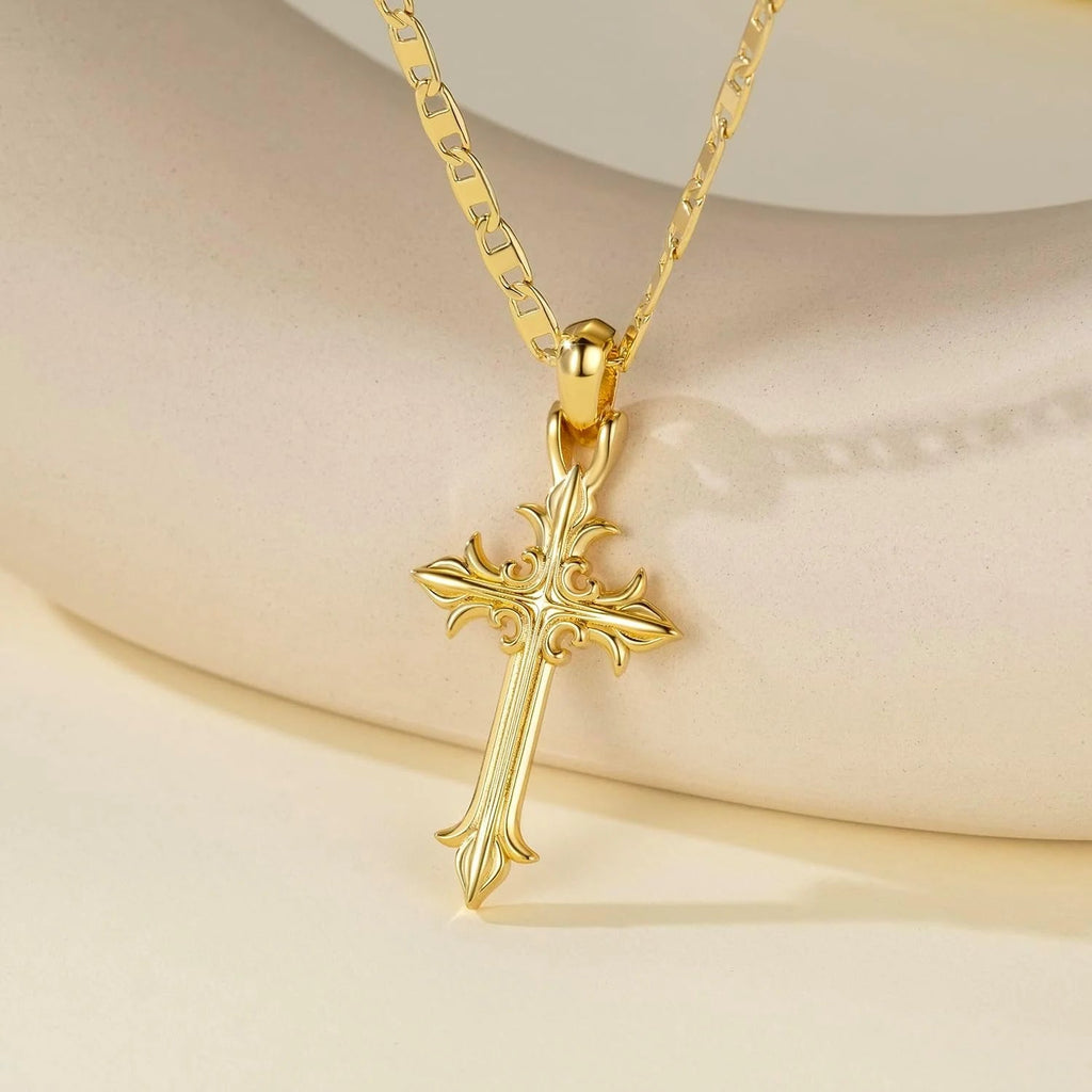 14K Gold Cross Necklace for Women Crucifix Necklace Cross Pendant Necklace Jewelry Gifts for Women - thewrightstore