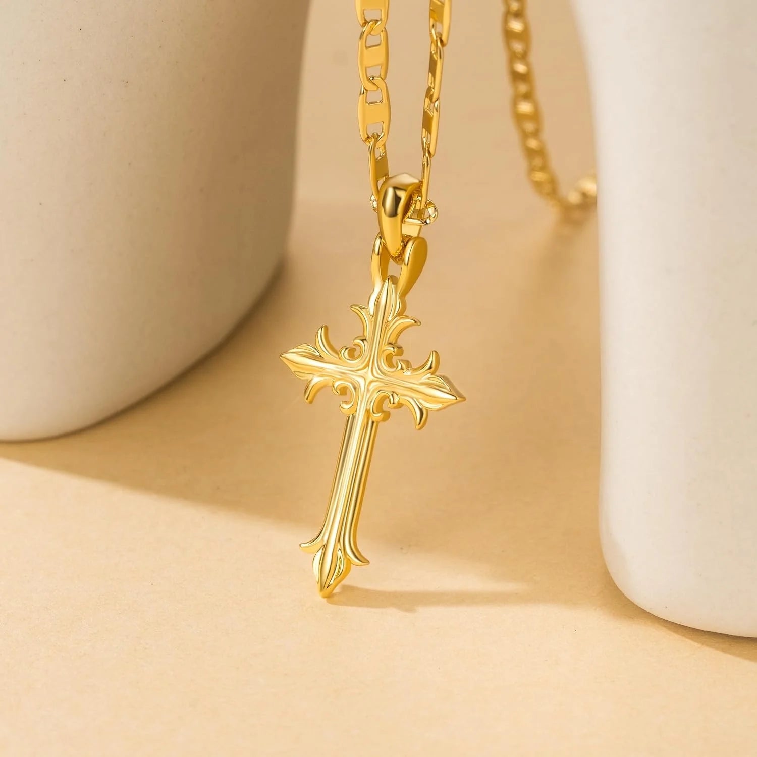 14K Gold Cross Necklace for Women Crucifix Necklace Cross Pendant Necklace Jewelry Gifts for Women - thewrightstore