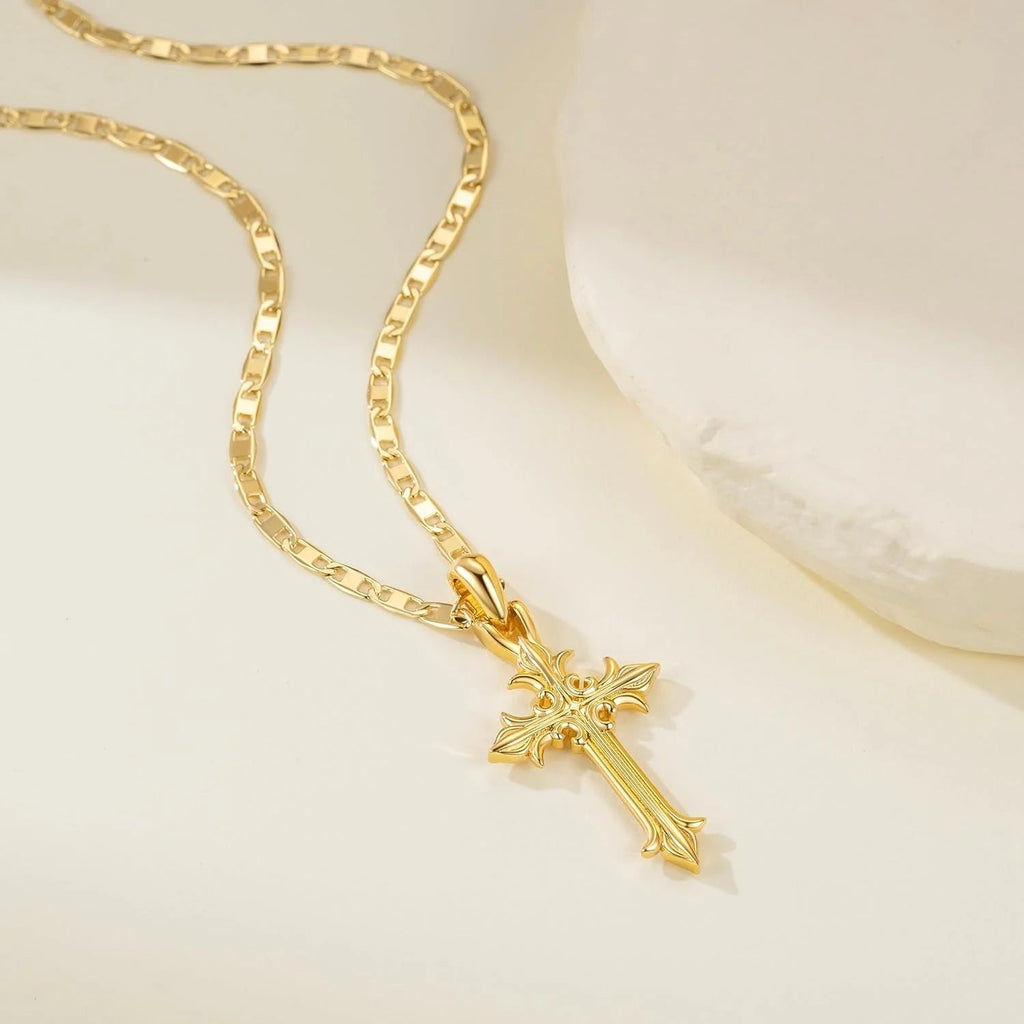 14K Gold Cross Necklace for Women Crucifix Necklace Cross Pendant Necklace Jewelry Gifts for Women - thewrightstore