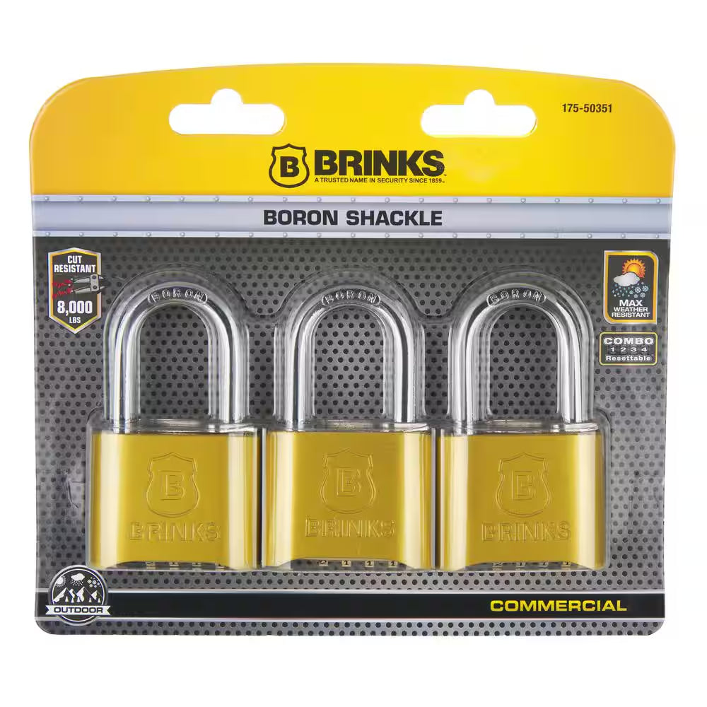 1-1/2In. (50Mm) 4-Dial Resettable Combination Padlock (3-Pack)