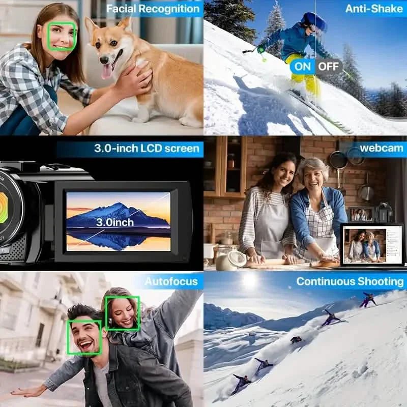 16x Zoom 1080P HD Digital Camera Bundle with 2 Batteries, 32G TF Card, Mic, Hood & Bag - thewrightstore