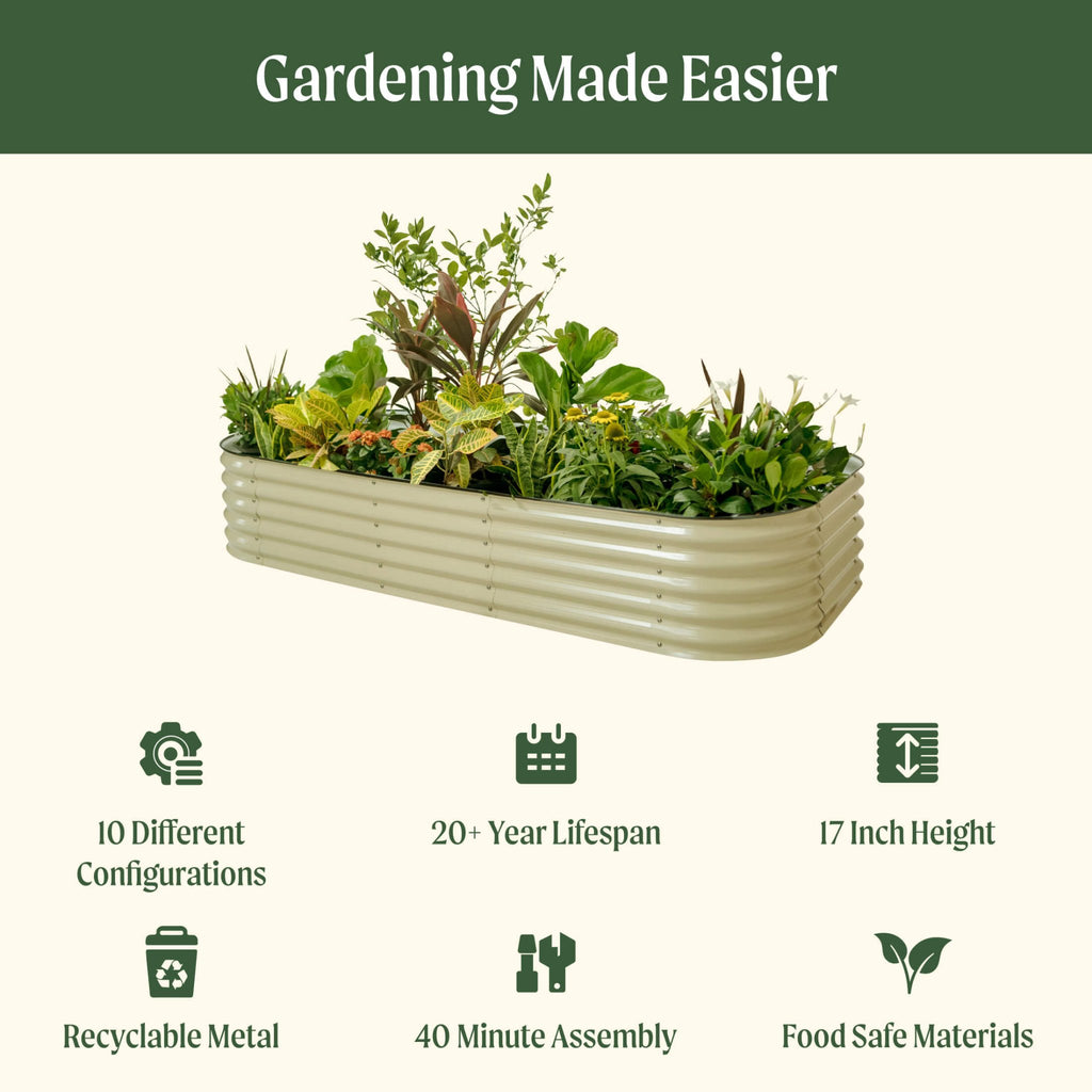 17" Tall 10 In 1 Jumbo Modular Metal Raised Garden Bed Kit - thewrightstore