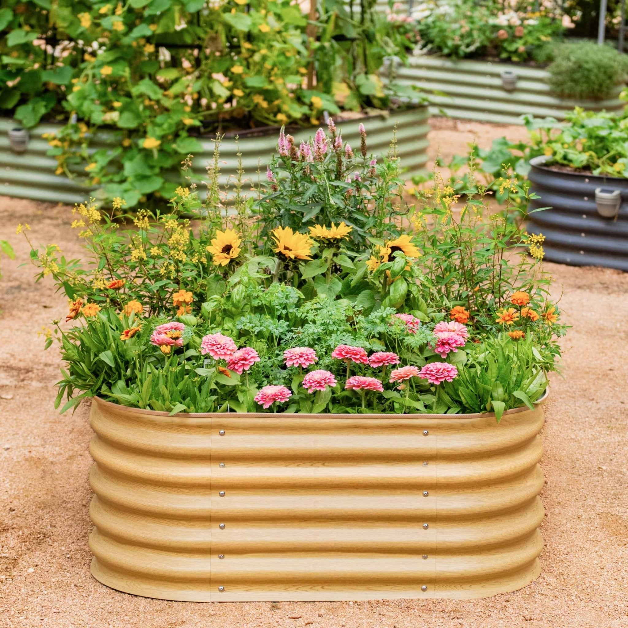 17" Tall 4 In 1 Small Modular Metal Raised Garden Bed Kit - thewrightstore