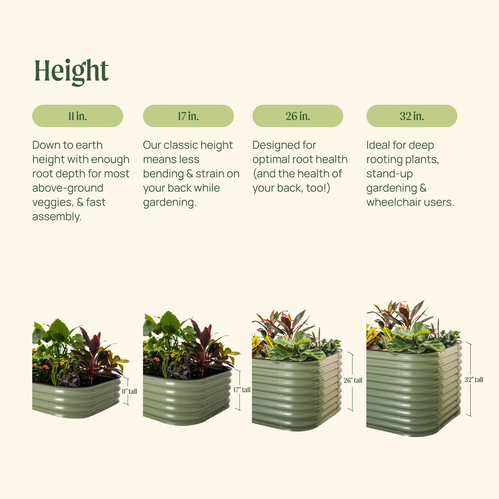 17" Tall 6 In 1 Medium Modular Metal Raised Garden Bed Kit - thewrightstore