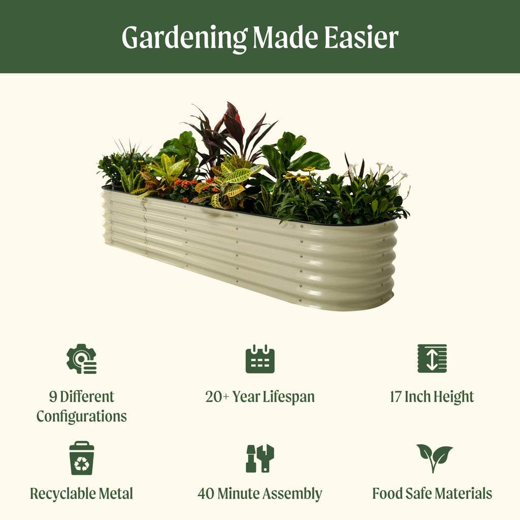 17" Tall 9 In 1 Large Modular Metal Raised Garden Bed Kit - thewrightstore