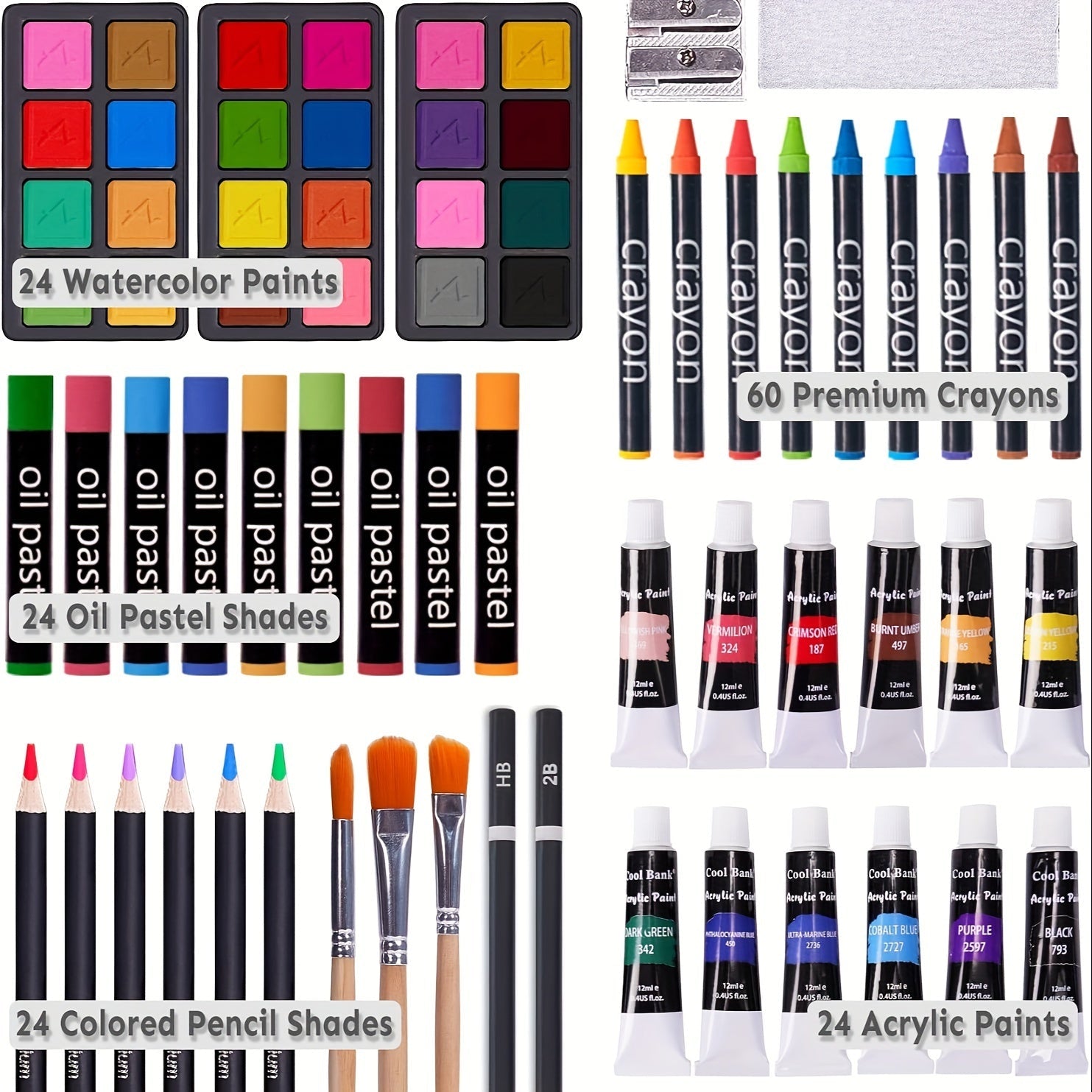 175 - Piece Deluxe Art Set – Crayons, Colored Pencils & Acrylic Paints in Wooden Case - thewrightstore