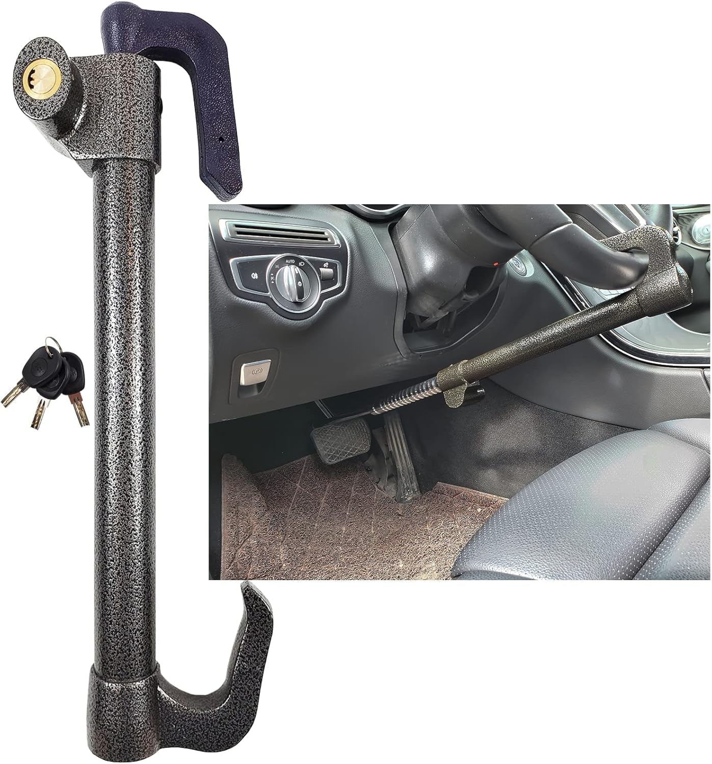 Steering Wheel Lock Anti-Theft Device - Car Security Solution for Theft Prevention (33.5 In)