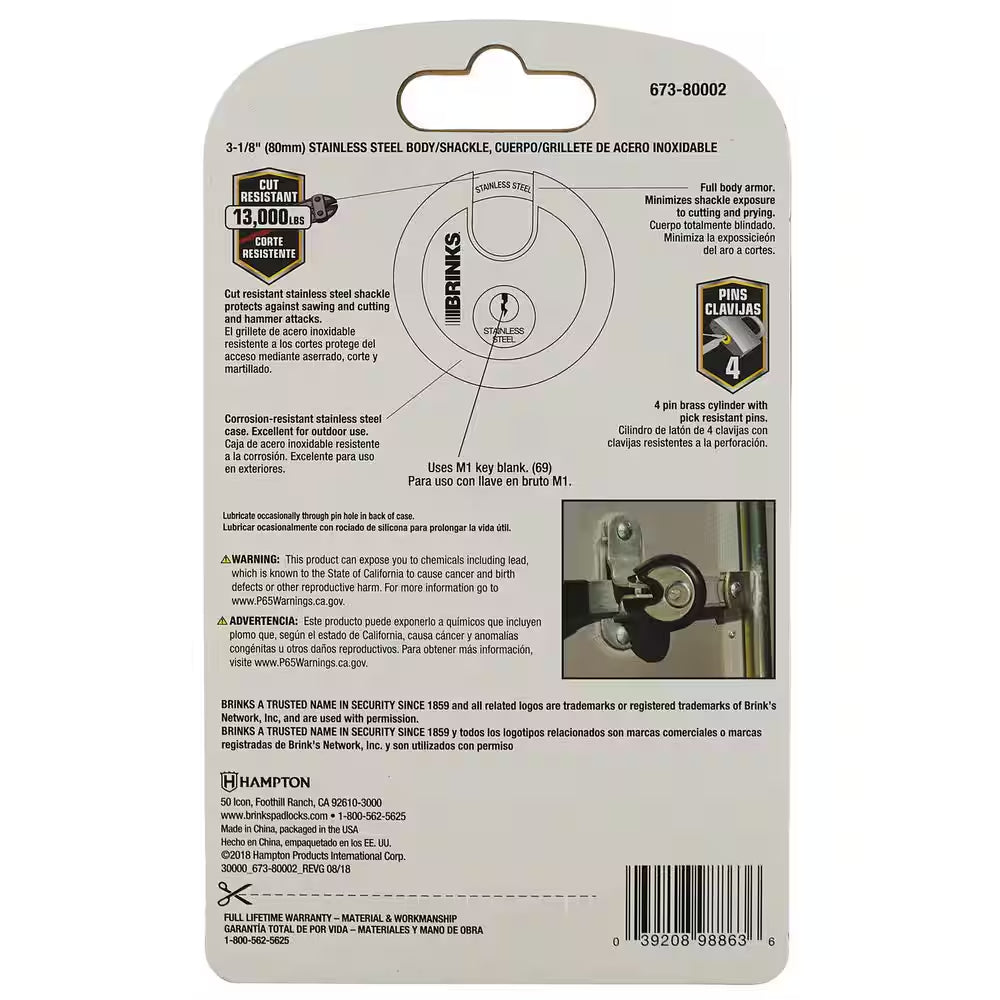 80 Mm Stainless-Steel Commercial Discus Padlock