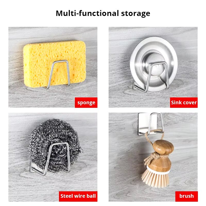 1Pc Stainless Steel Sink Sponge Rack for Sponge Steel Wire Ball Draining Paste the Inner Wall of the Sink Kitchen Supplies - thewrightstore