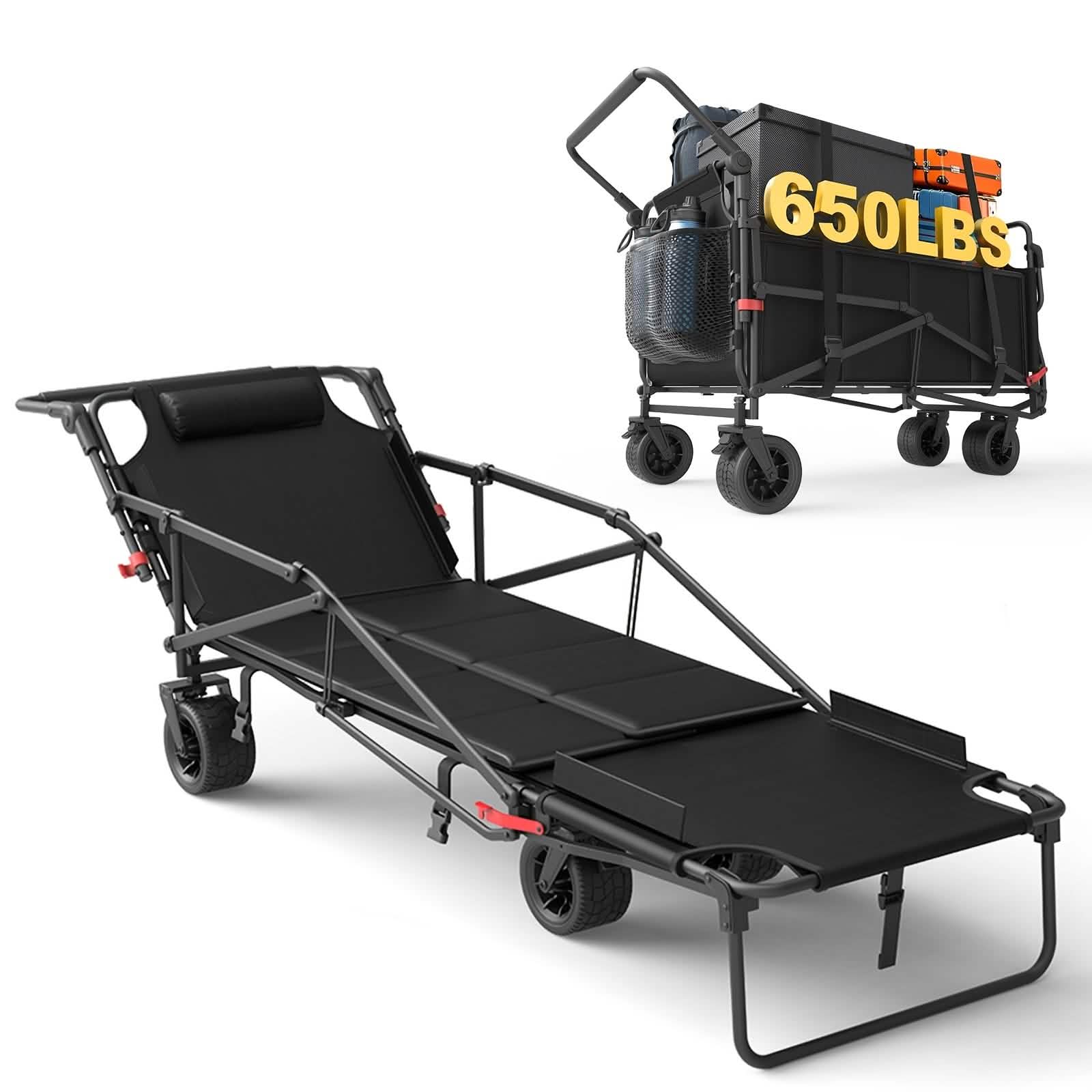 2 - in - 1 Folding Wagon Cart Chair 650LBS Capacity - thewrightstore