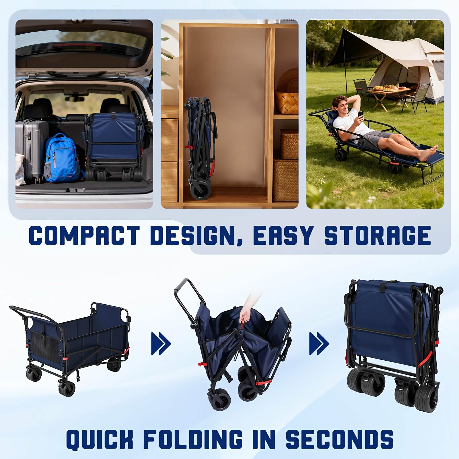 2 - in - 1 Folding Wagon Cart Chair 650LBS Capacity - thewrightstore
