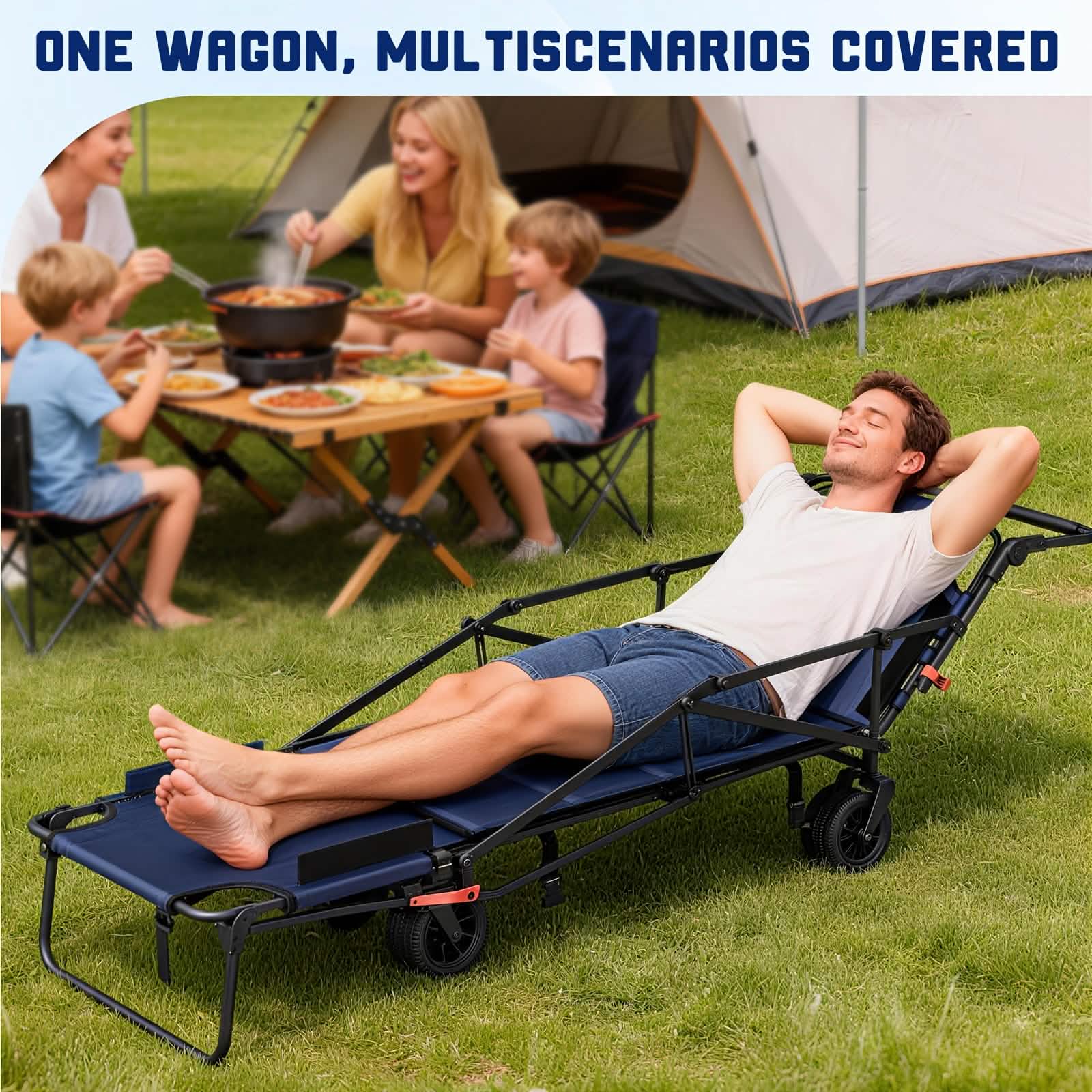 2 - in - 1 Folding Wagon Cart Chair 650LBS Capacity - thewrightstore