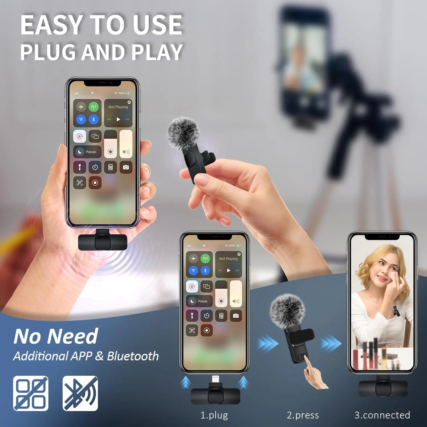 2 - Pack Wireless Lavalier Clip - On Microphones - thewrightstore