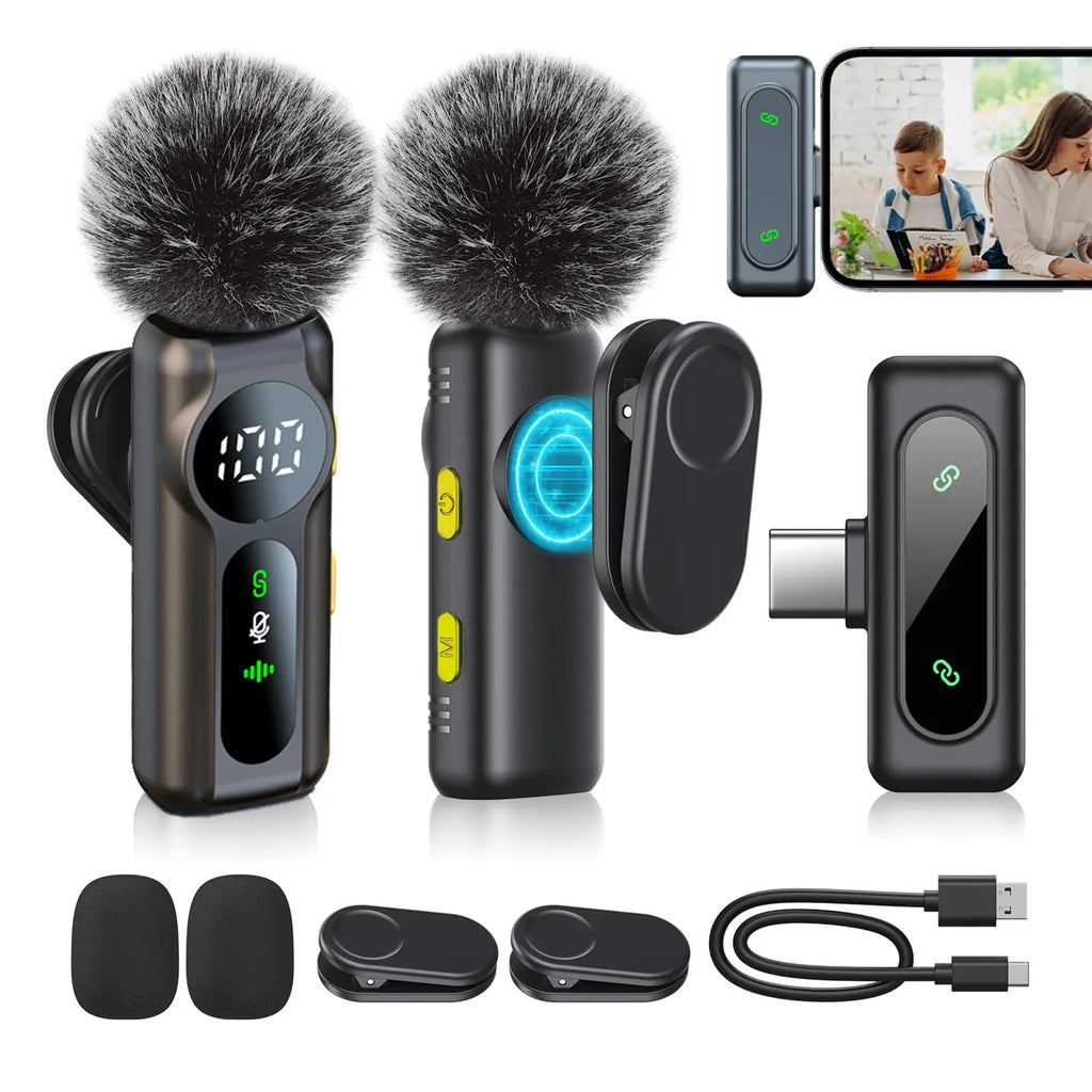 2 - Pack Wireless Lavalier Clip - On Microphones - thewrightstore