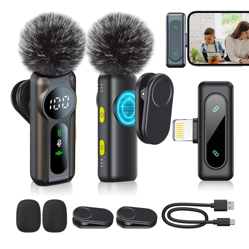 2 - Pack Wireless Lavalier Clip - On Microphones - thewrightstore