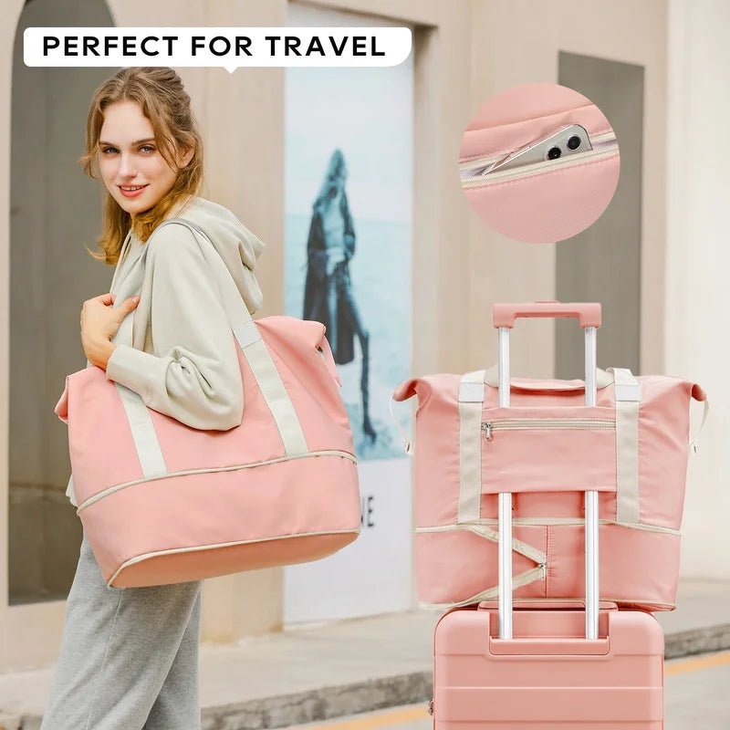 2 Piece Travel Duffel Bag Set Waterproof Carry - On Weekender Bag with Toiletry Bag, Lightweight Expandable Overnight Luggage