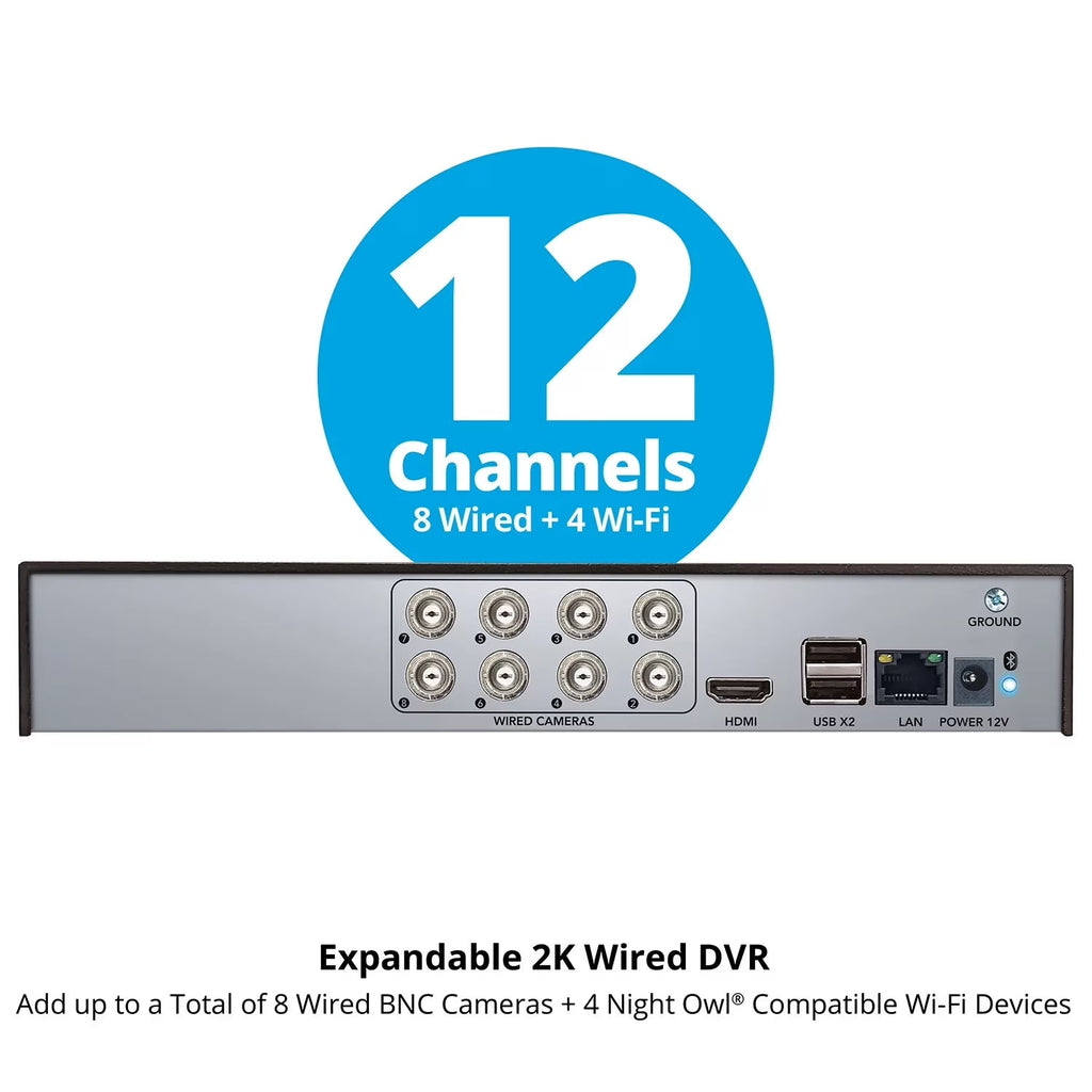 2-Way Audio 12 Channel DVR Security System with 2TB Hard Drive and 8 Wired 2K Deterrence Cameras - thewrightstore