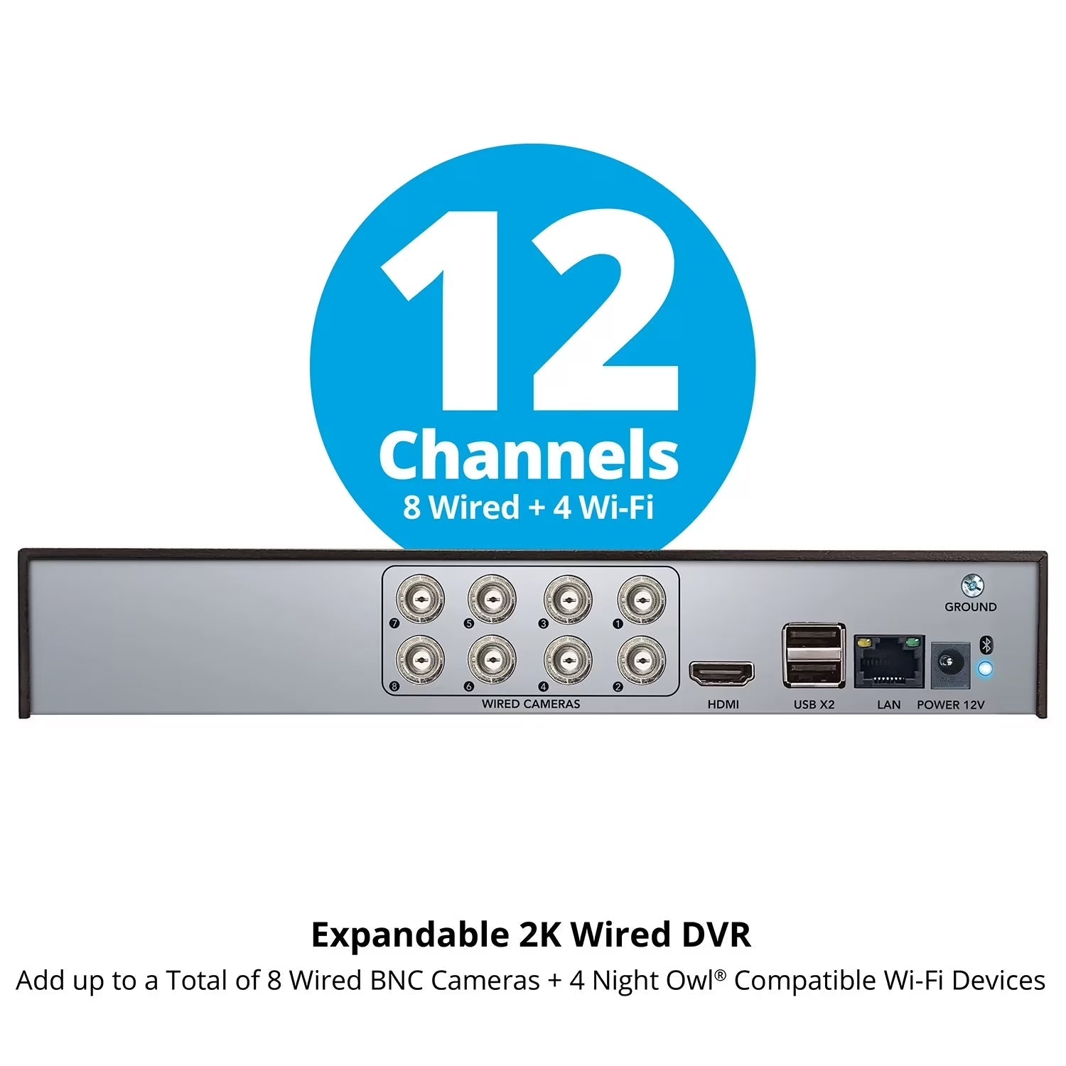 2-Way Audio 12 Channel DVR Security System with 2TB Hard Drive and 8 Wired 2K Deterrence Cameras - thewrightstore