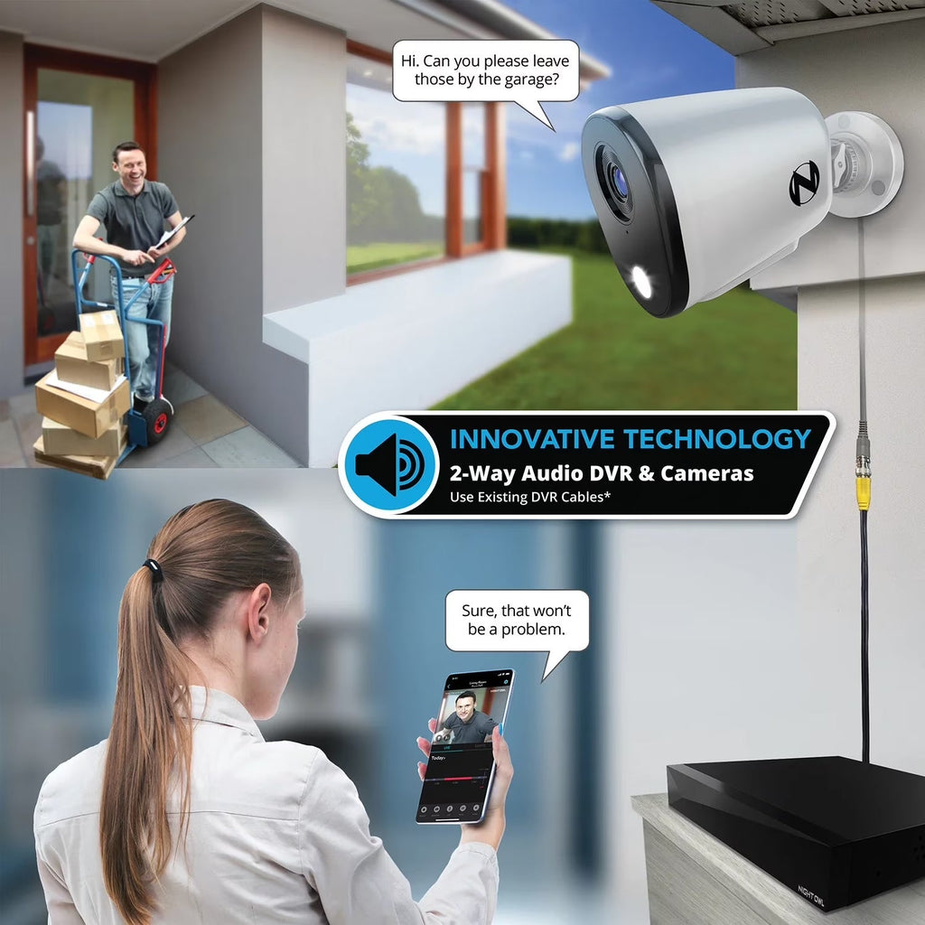 2-Way Audio 12 Channel DVR Security System with 2TB Hard Drive and 8 Wired 2K Deterrence Cameras - thewrightstore