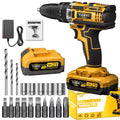 21V Cordless Brushless Impact Wrench Drill Kit – Lithium Drill + Battery x1, 4000mAh Battery, Toolbox & Accessories - thewrightstore