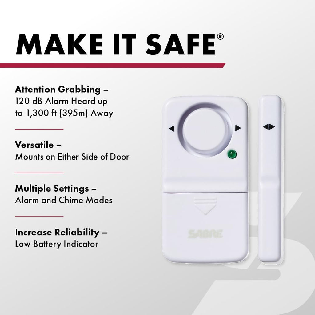 SABRE Wireless Home Security Door and Window Burglar Alarm System with 120 dB Siren, Easy DIY Installation, 2-Pack, White