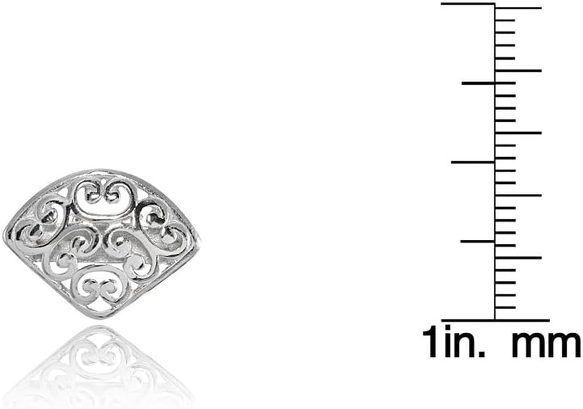 Sterling Silver Vintage Filigree Triangle Fan Stud Earrings