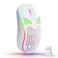 2.4G Wireless Mouse with RGB Backlit 6 - Button 3 - Speed DPI Type C Rechargeable Ergonomic Honeycomb Design Gaming Mouse.
