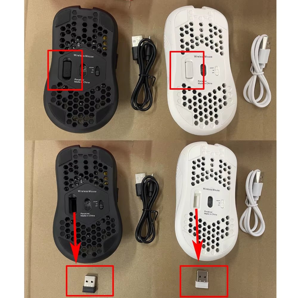2.4G Wireless Mouse with RGB Backlit 6 - Button 3 - Speed DPI Type C Rechargeable Ergonomic Honeycomb Design Gaming Mouse.
