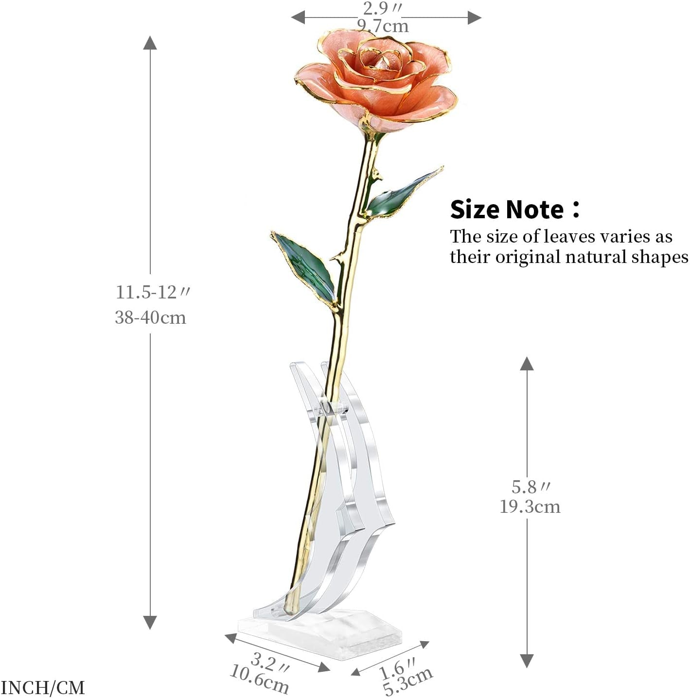 24K Gold - Dipped Real Rose with Stand - Exquisite Gift for Her and Perfect Present for Wives, Pink Finish - thewrightstore