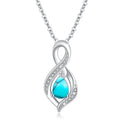 AOVEAO Turquoise Pendant Necklace 925 Sterling Silver Necklaces for Women Mom Wife 18K White Gold Plated Jewelry Birthday Mother'S Day Gifts