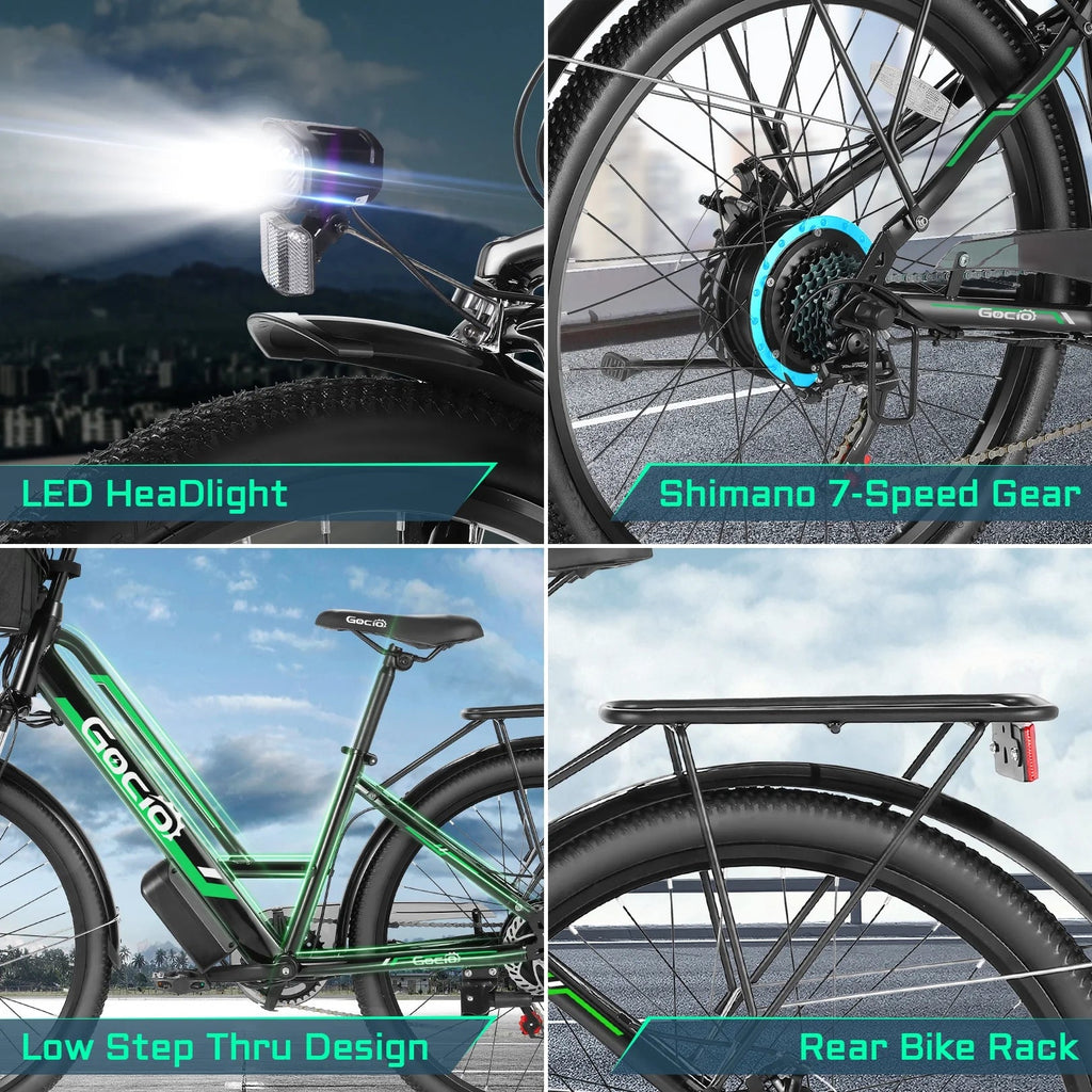26" City Commuter Electric Bike for Adults, 750W Peak Motor, 48V 7.8Ah (374Wh) Removable Battery, 19.8 Mph 7 - Speed Ebike, UL2849 Certified - thewrightstore