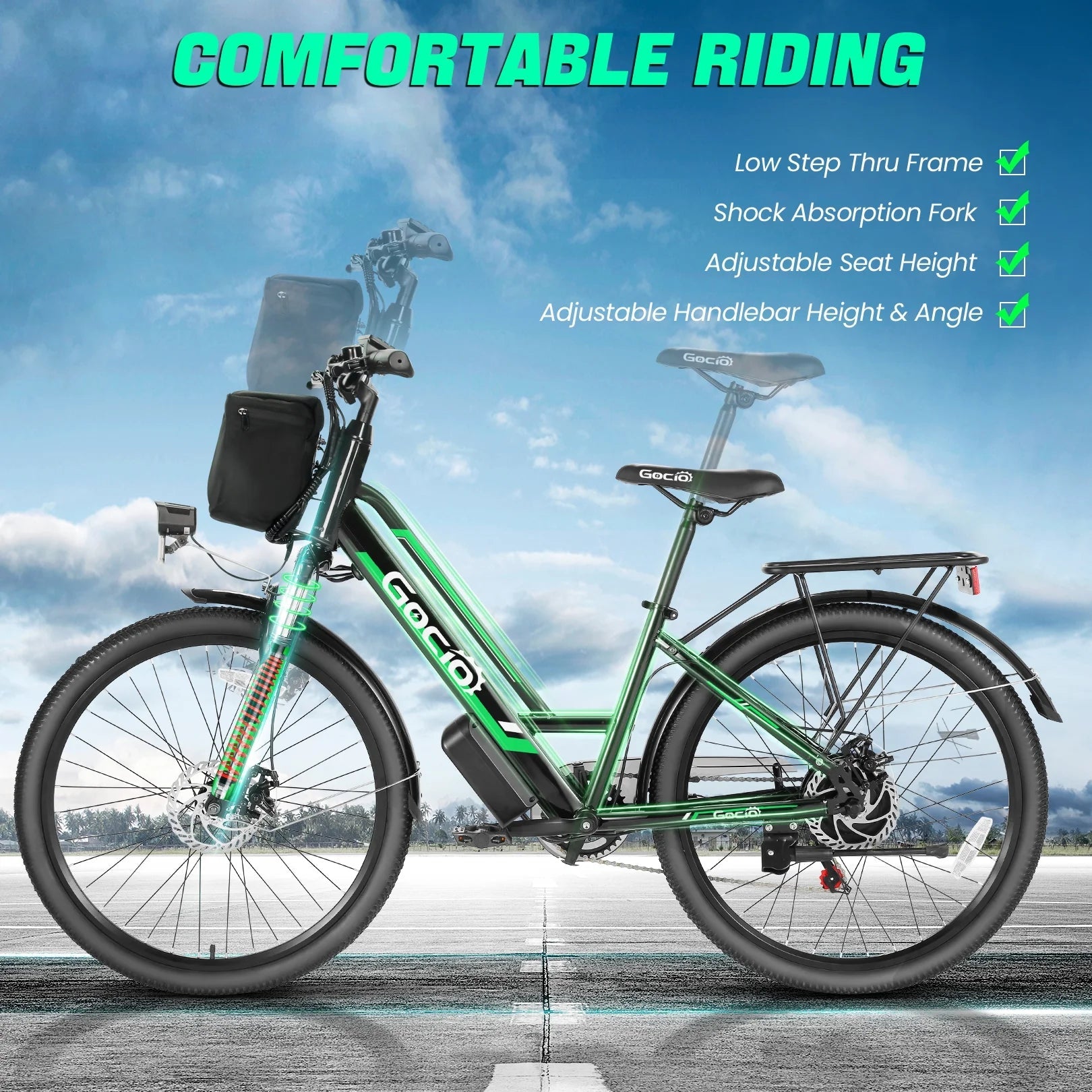 26" City Commuter Electric Bike for Adults, 750W Peak Motor, 48V 7.8Ah (374Wh) Removable Battery, 19.8 Mph 7 - Speed Ebike, UL2849 Certified - thewrightstore