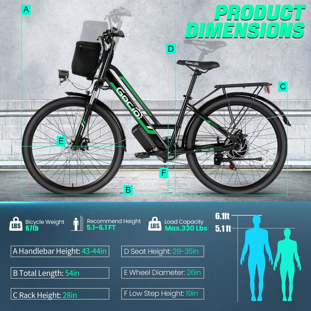 26" City Commuter Electric Bike for Adults, 750W Peak Motor, 48V 7.8Ah (374Wh) Removable Battery, 19.8 Mph 7 - Speed Ebike, UL2849 Certified - thewrightstore