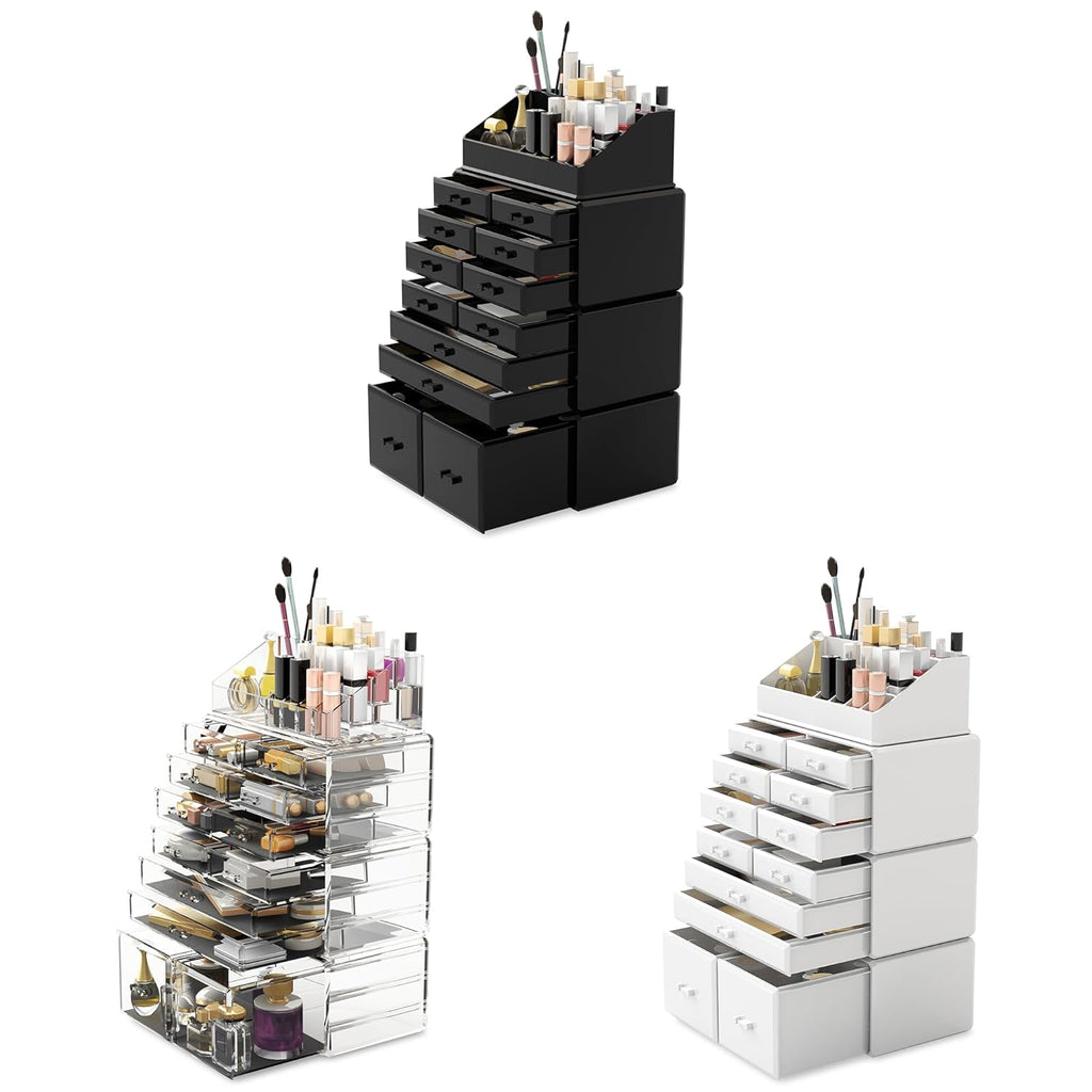 Readaeer White Makeup Cosmetic Organizer with 12 Drawer Storage System