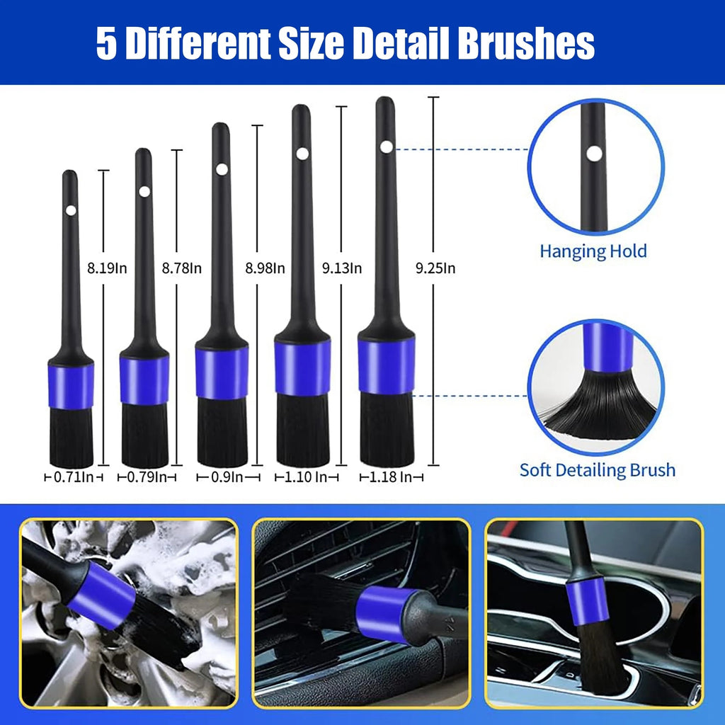 27Pcs Car Detailing Kit Interior Cleaner, Detailing Brushes Car Cleaning Kit for Wheel, Dashboard, Air Vent - thewrightstore