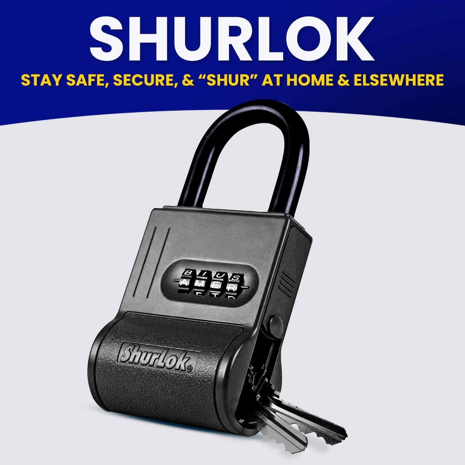 Shurlok SL-100W 4-Dial Dual Combination Lock Box - Durable Outdoor Storage and Home Improvement Solution with Side Key Access, 8.7 x 1.6 x 5.6 Inches, Black