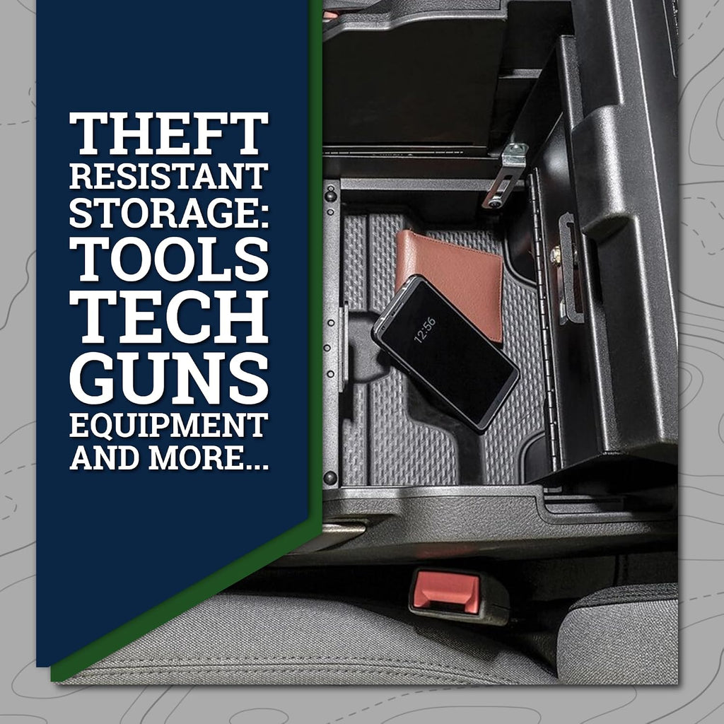 Tuffy Security Products Locking Console Safe with Keyed Lock for RAM Sliding Tray Console (2019–2026) - Excludes Limited and Longhorn Models