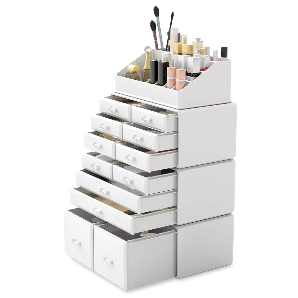 Readaeer White Makeup Cosmetic Organizer with 12 Drawer Storage System