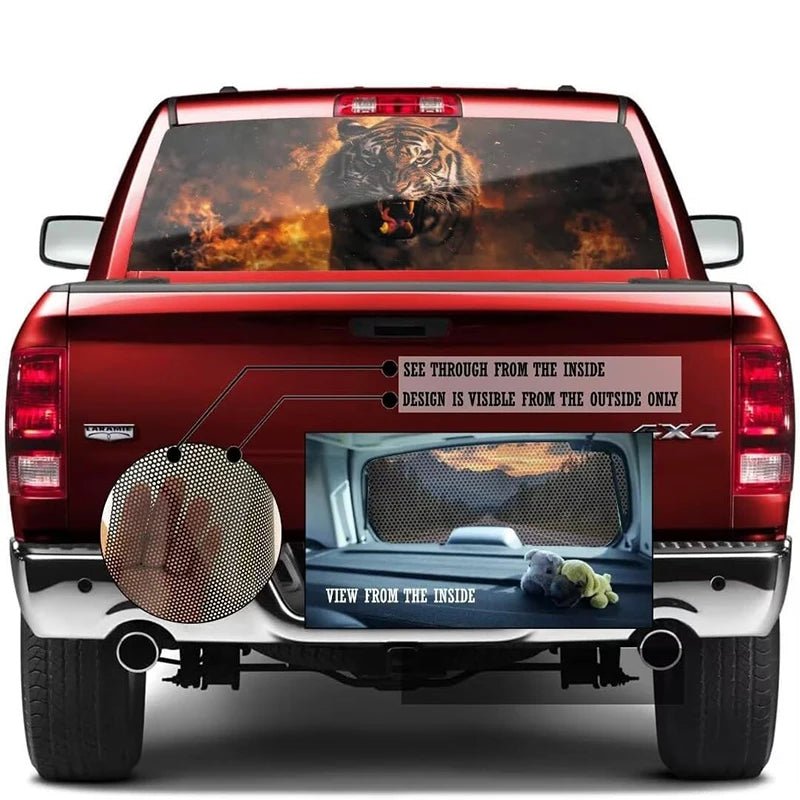 3D Animal Car Rear Windshield Sticker Perforated Vinyl Sticker for Truck Pickup Truck SUV Auto Exterior Accessories - thewrightstore