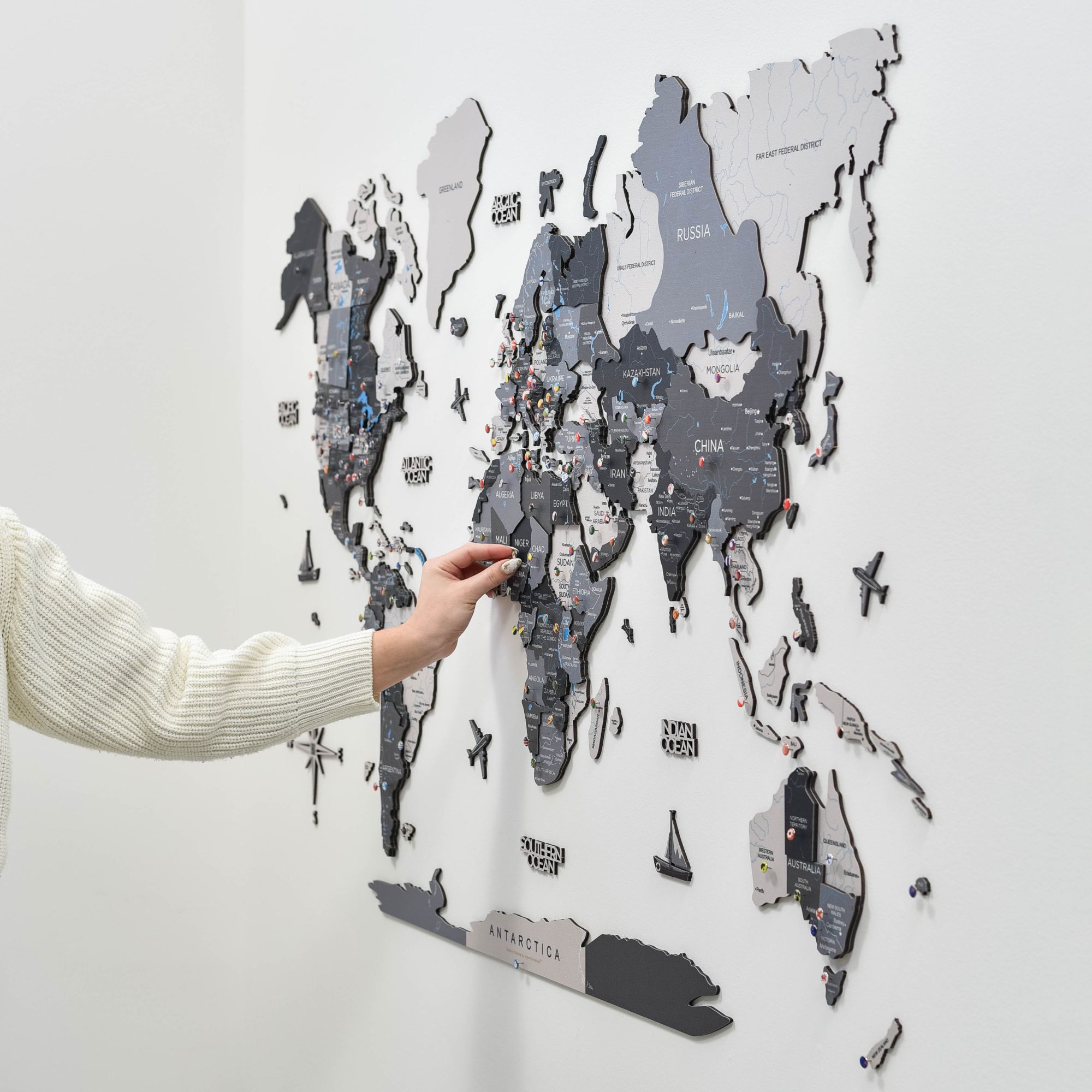 3D Wooden World Map Nordik - thewrightstore
