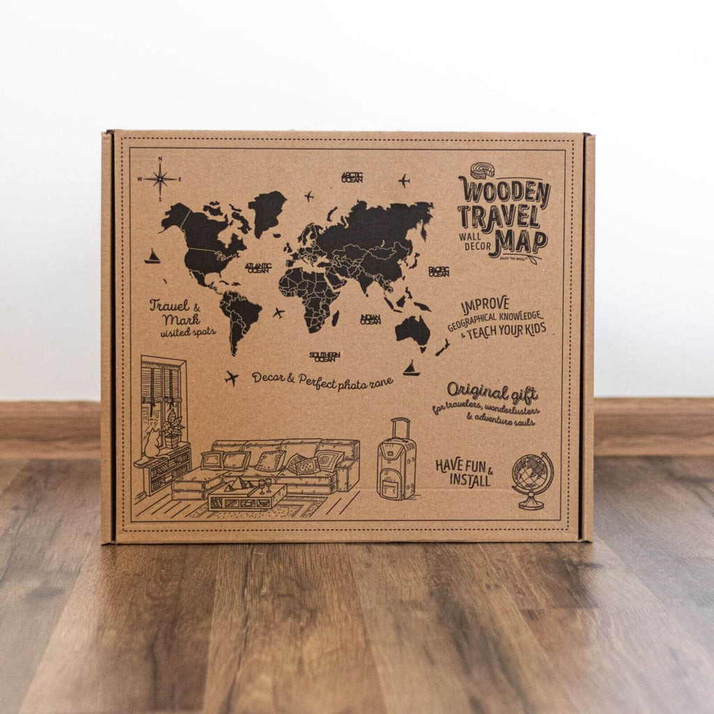 3D Wooden World Map Nordik - thewrightstore